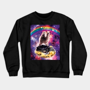 Space Cat Llama Turtle Riding Nachos Crewneck Sweatshirt